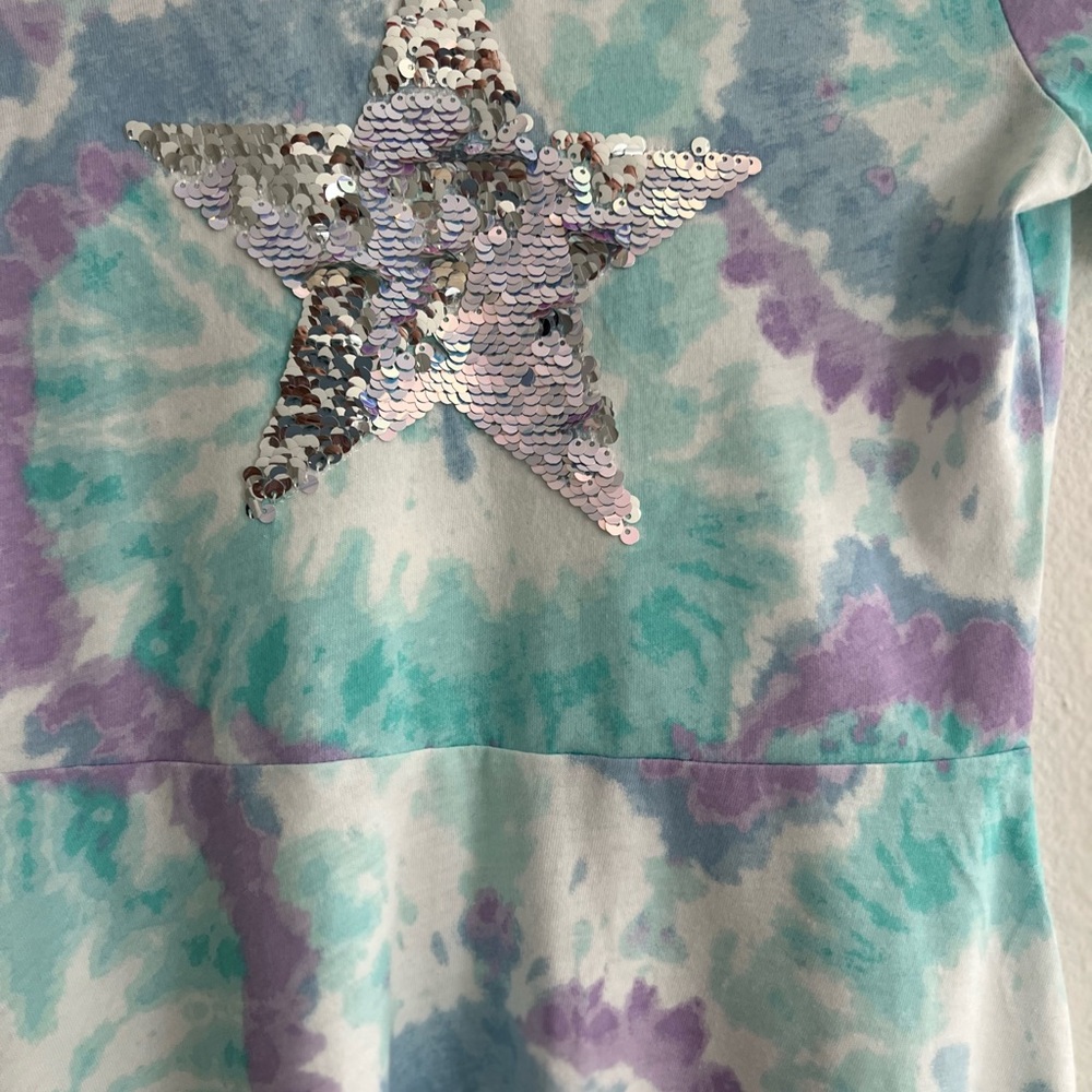 Blue and Green tye-dye Casual Sundress with Scoop Neck - Picture 5 of 16